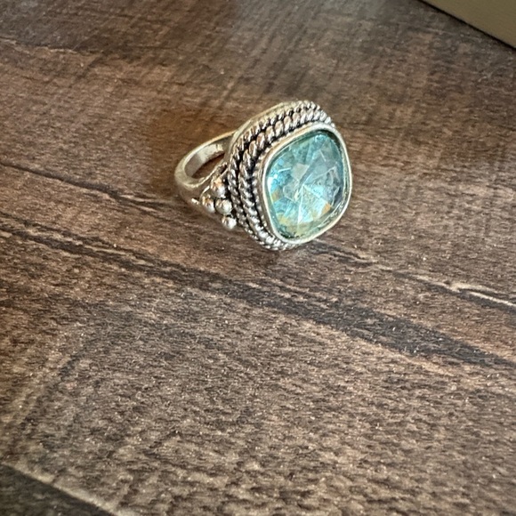 Jewelry - Cushion cut size 7 Silver and Blue cocktail ring